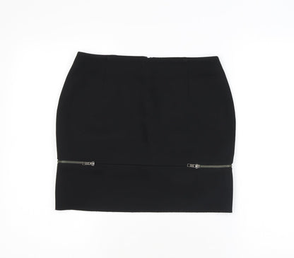 & Other Stories Womens Black Polyester A-Line Skirt Size 8 Zip