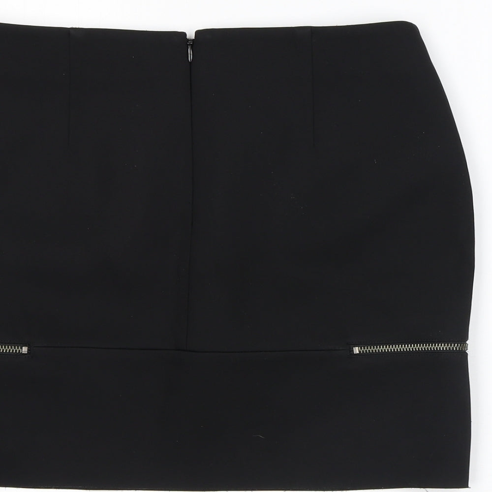 & Other Stories Womens Black Polyester A-Line Skirt Size 8 Zip
