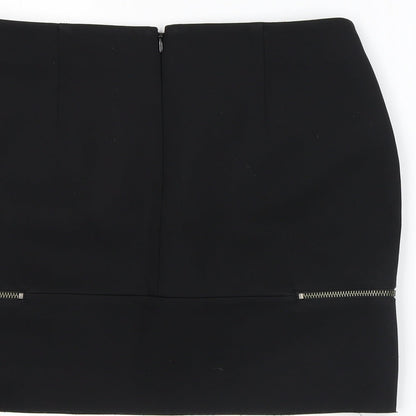 & Other Stories Womens Black Polyester A-Line Skirt Size 8 Zip