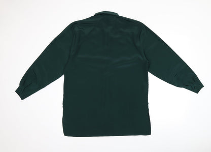 Cleo Womens Green Geometric Polyester Basic Button-Up Size 10 Collared - Embroidery