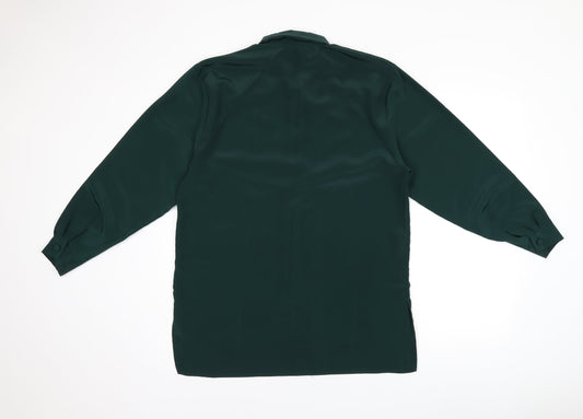 Cleo Womens Green Geometric Polyester Basic Button-Up Size 10 Collared - Embroidery