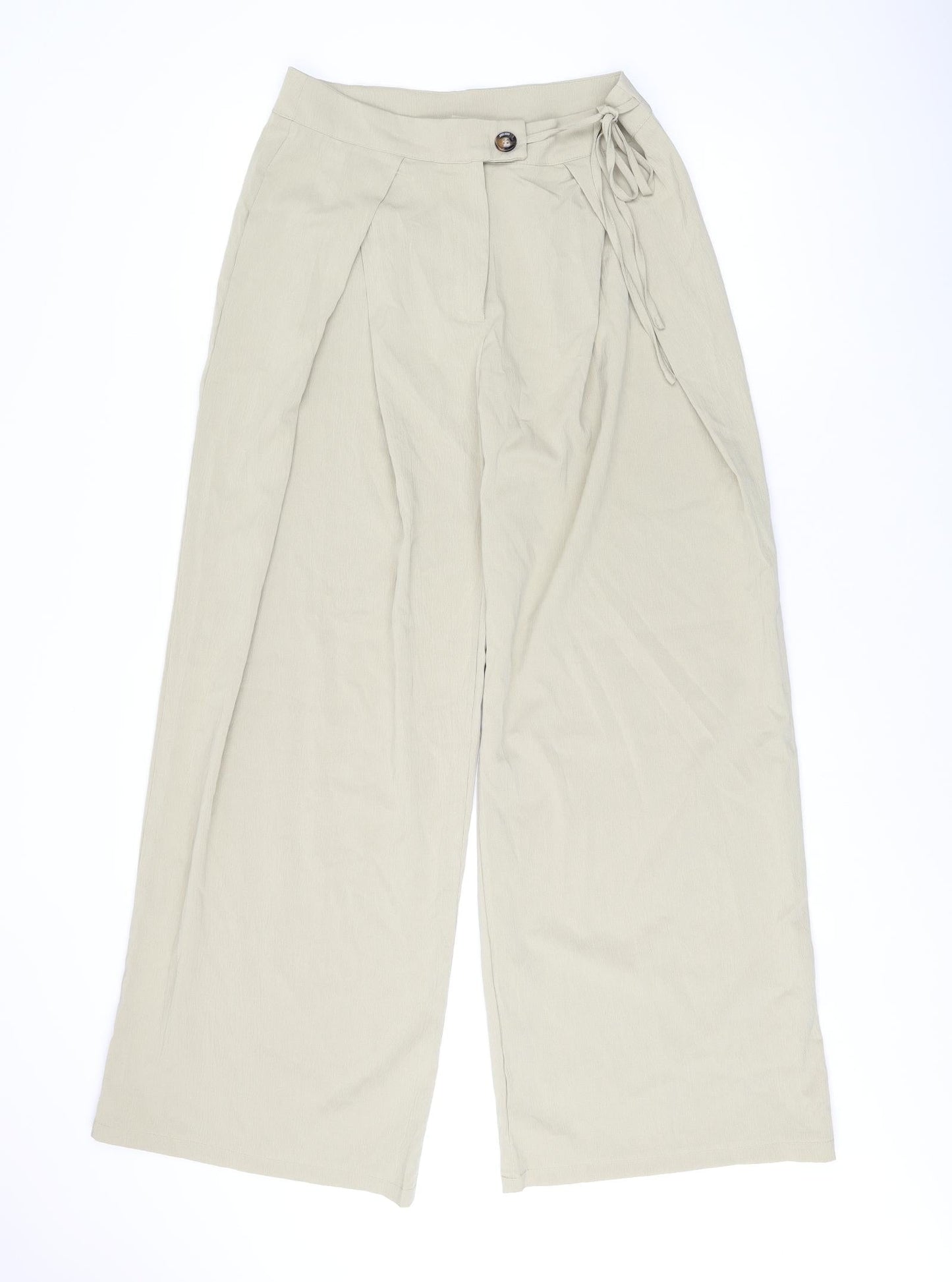Salanta Womens Beige Polyester Trousers Size L L30 in Regular Zip