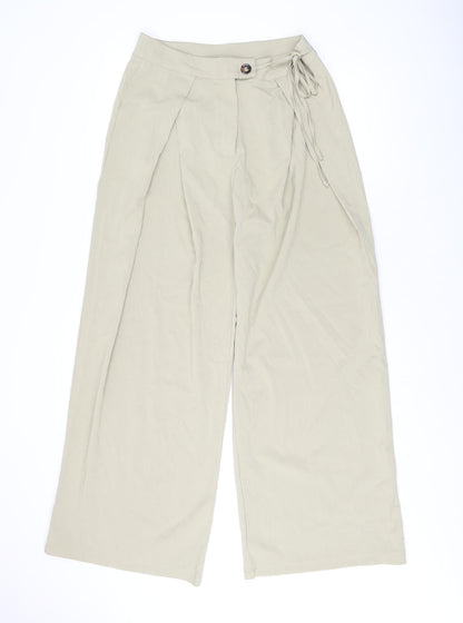 Salanta Womens Beige Polyester Trousers Size L L30 in Regular Zip