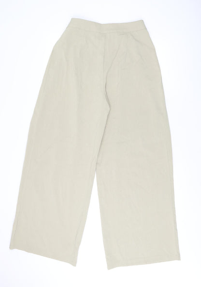 Salanta Womens Beige Polyester Trousers Size L L30 in Regular Zip