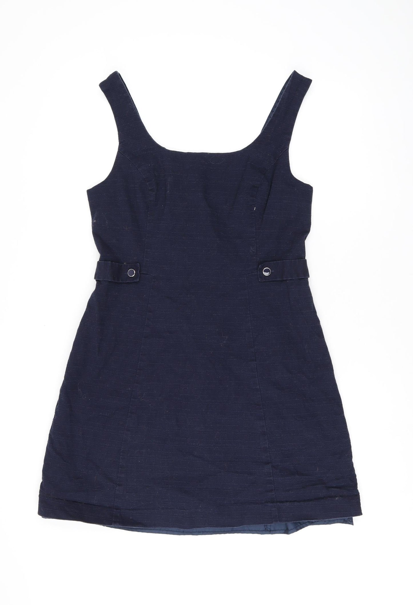 Oasis Womens Blue Cotton Shift Size 14 Scoop Neck Zip