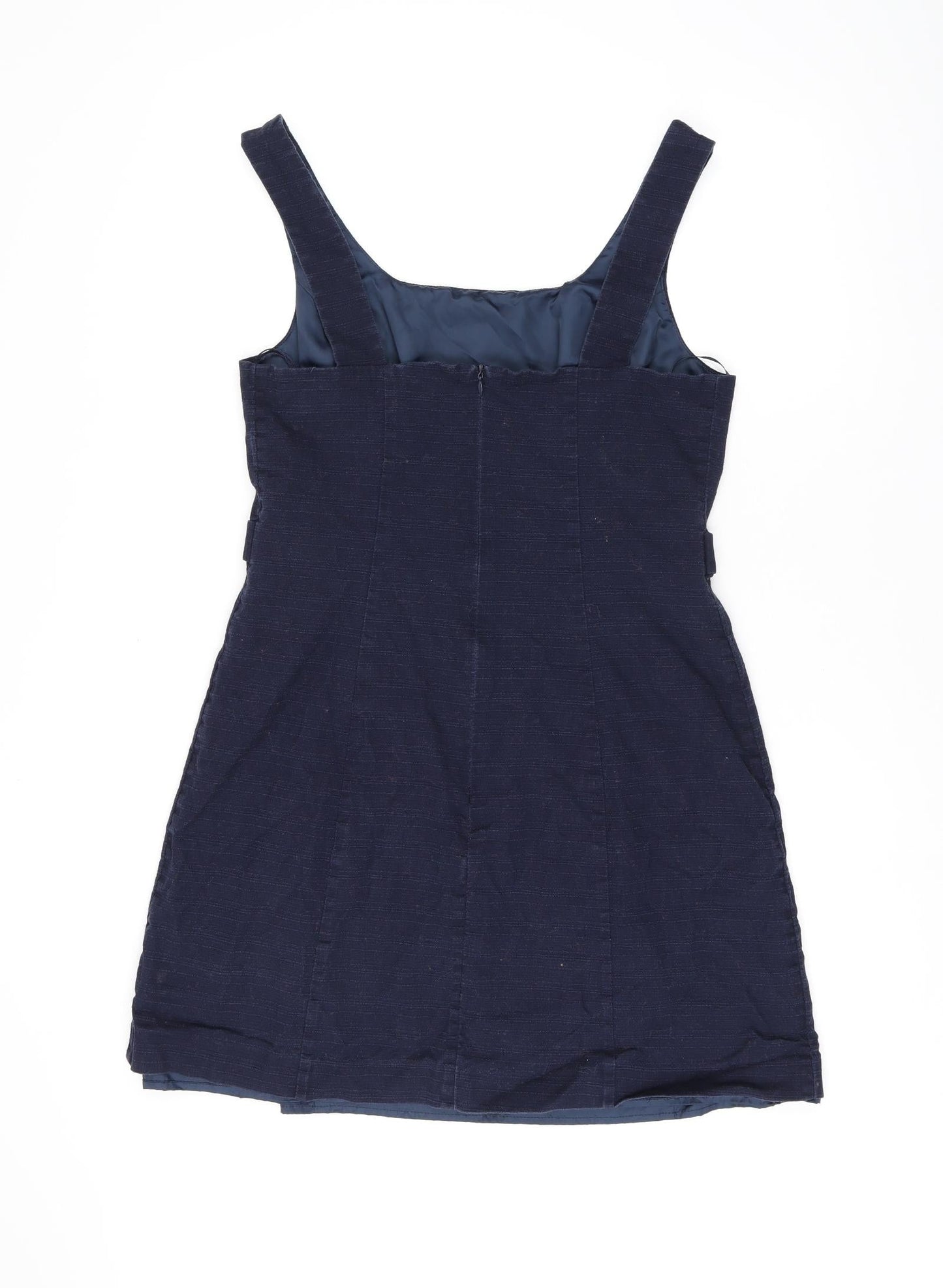 Oasis Womens Blue Cotton Shift Size 14 Scoop Neck Zip