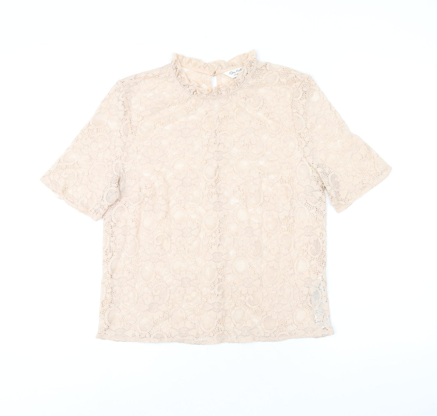 Miss Selfridge Womens Pink Floral Nylon Basic T-Shirt Size 10 Round Neck