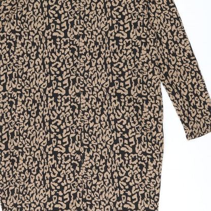 Very Womens Brown Animal Print Polyester Shift Size 10 Boat Neck Pullover - Leopard Print