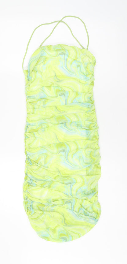 Quiz Womens Green Geometric Polyester Bodycon Size 10 Cowl Neck Pullover - Marble Print