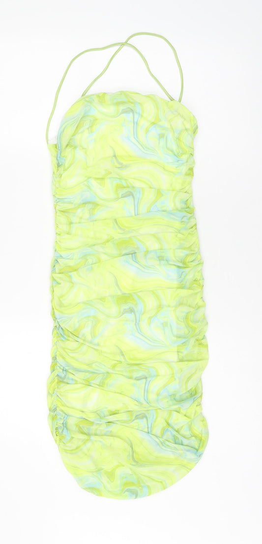 Quiz Womens Green Geometric Polyester Bodycon Size 10 Cowl Neck Pullover - Marble Print