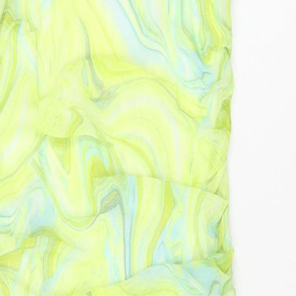 Quiz Womens Green Geometric Polyester Bodycon Size 10 Cowl Neck Pullover - Marble Print