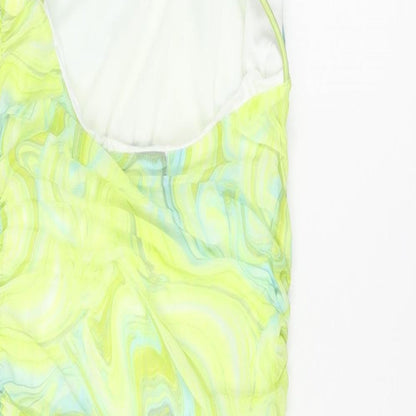 Quiz Womens Green Geometric Polyester Bodycon Size 10 Cowl Neck Pullover - Marble Print