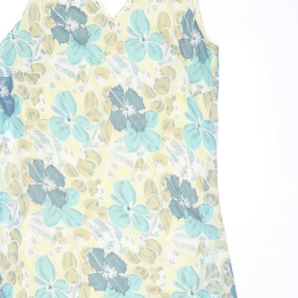 Klass Womens Multicoloured Floral Polyester Tank Dress Size 14 V-Neck Pullover