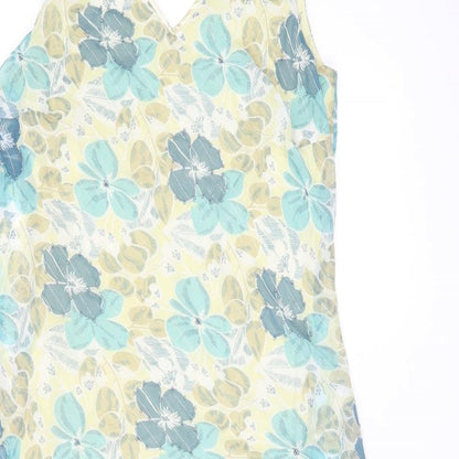 Klass Womens Multicoloured Floral Polyester Tank Dress Size 14 V-Neck Pullover