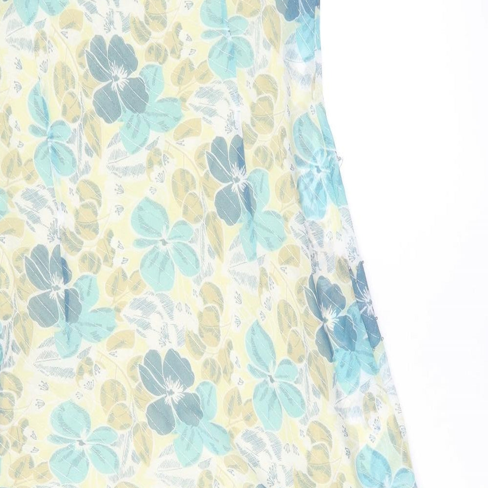 Klass Womens Multicoloured Floral Polyester Tank Dress Size 14 V-Neck Pullover