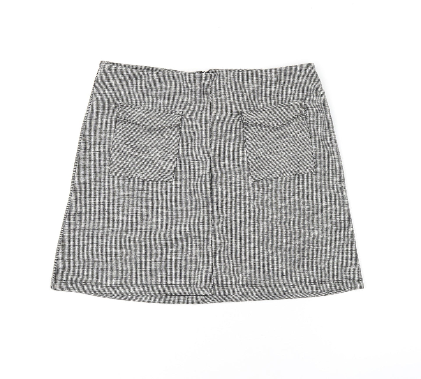 Miss Selfridge Womens Grey Polyester A-Line Skirt Size 14 Zip