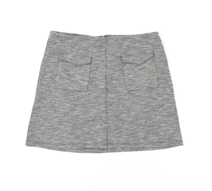 Miss Selfridge Womens Grey Polyester A-Line Skirt Size 14 Zip