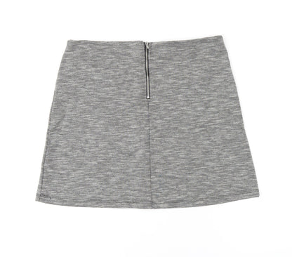 Miss Selfridge Womens Grey Polyester A-Line Skirt Size 14 Zip
