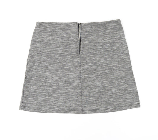 Miss Selfridge Womens Grey Polyester A-Line Skirt Size 14 Zip