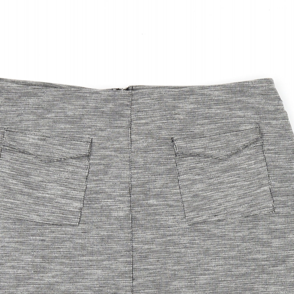 Miss Selfridge Womens Grey Polyester A-Line Skirt Size 14 Zip