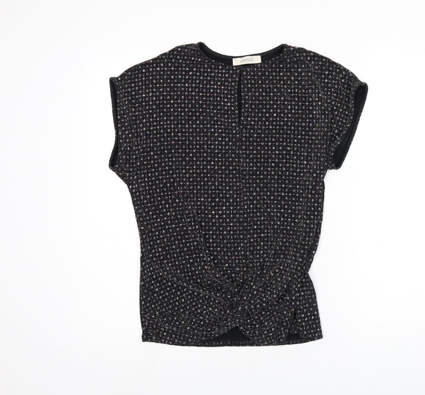 Womens UK Size S Oasis Black Basic T-Shirt