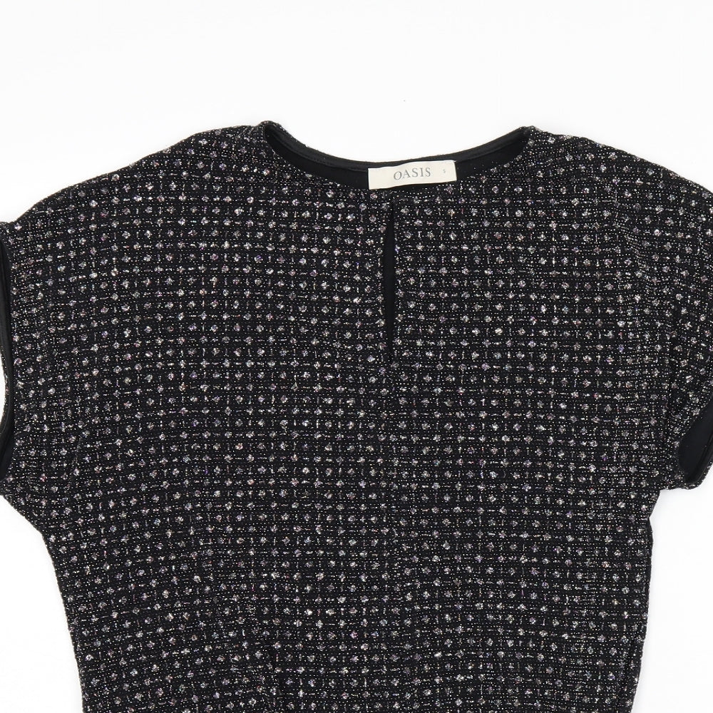 Womens UK Size S Oasis Black Basic T-Shirt