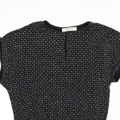 Womens UK Size S Oasis Black Basic T-Shirt