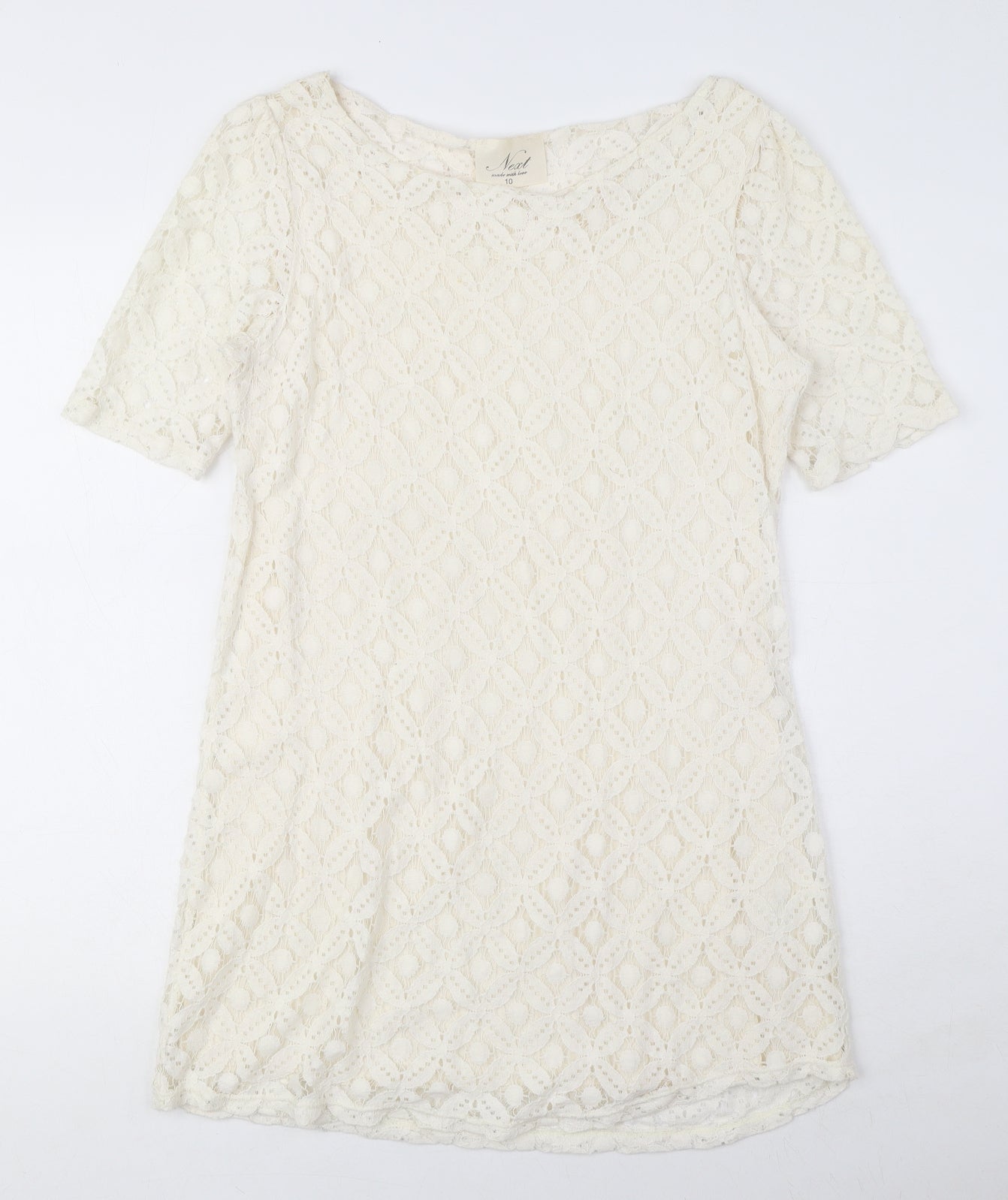 NEXT Womens Ivory Cotton Mini Size 10 Round Neck Pullover