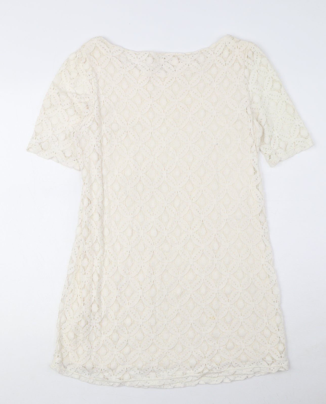 NEXT Womens Ivory Cotton Mini Size 10 Round Neck Pullover