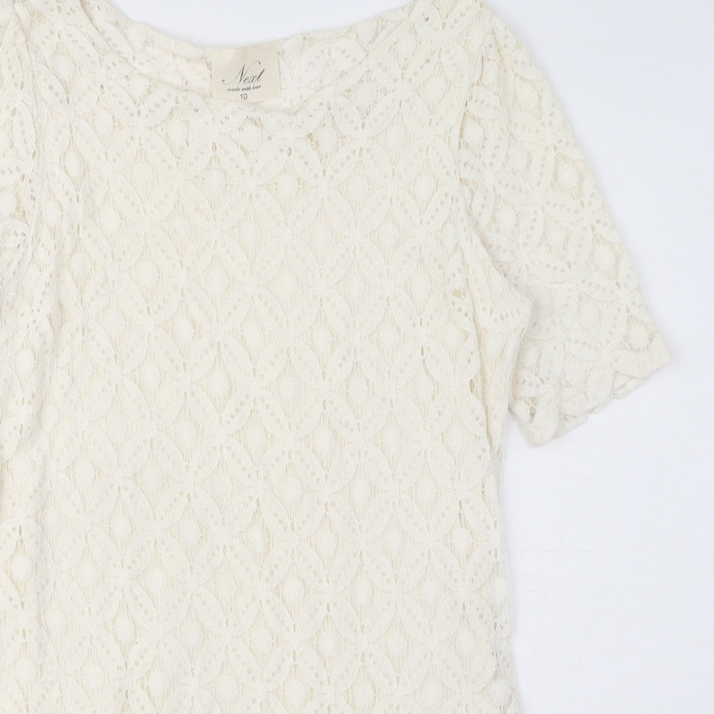 NEXT Womens Ivory Cotton Mini Size 10 Round Neck Pullover