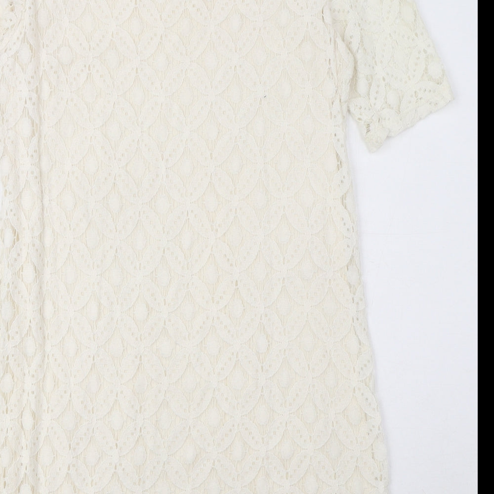 NEXT Womens Ivory Cotton Mini Size 10 Round Neck Pullover