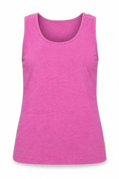 Pure Lime Womens Pink Cotton Basic Tank Size L Round Neck - Activewear