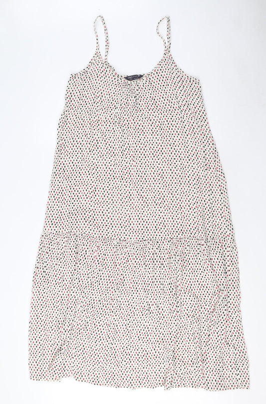 Marks and Spencer Womens Ivory Geometric Viscose Tank Dress Size 10 Round Neck Pullover