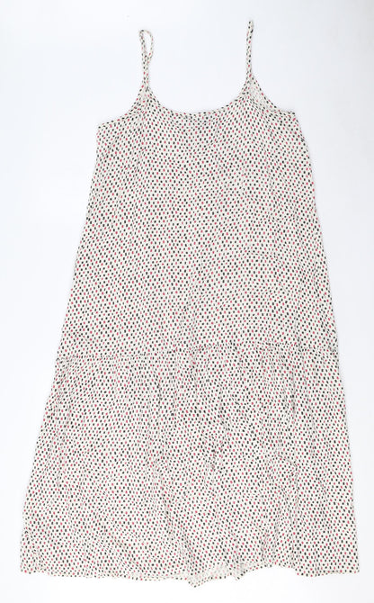Marks and Spencer Womens Ivory Geometric Viscose Tank Dress Size 10 Round Neck Pullover