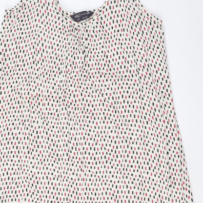 Marks and Spencer Womens Ivory Geometric Viscose Tank Dress Size 10 Round Neck Pullover