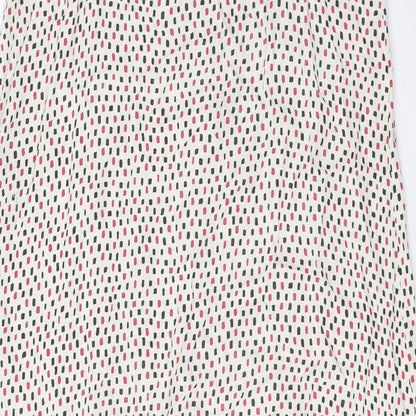 Marks and Spencer Womens Ivory Geometric Viscose Tank Dress Size 10 Round Neck Pullover