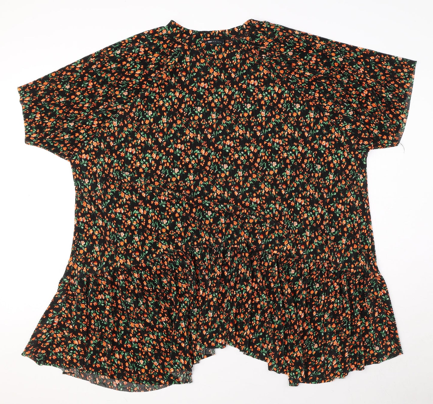 ASOS Womens Black Floral Polyester T-Shirt Dress Size 10 Round Neck Pullover - Textured