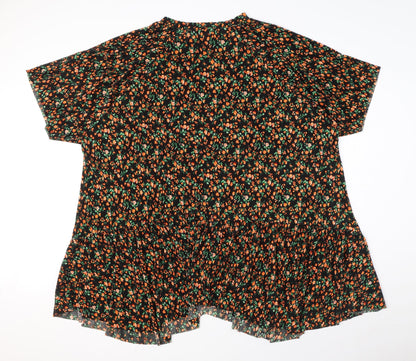 ASOS Womens Black Floral Polyester T-Shirt Dress Size 10 Round Neck Pullover - Textured