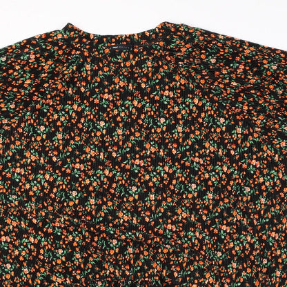 ASOS Womens Black Floral Polyester T-Shirt Dress Size 10 Round Neck Pullover - Textured