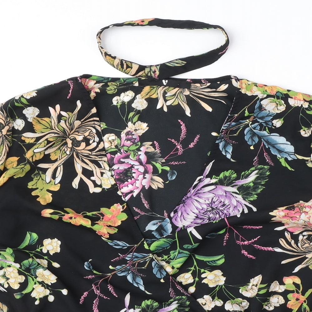 Womens UK Size 16 Very Black Wrap Blouse