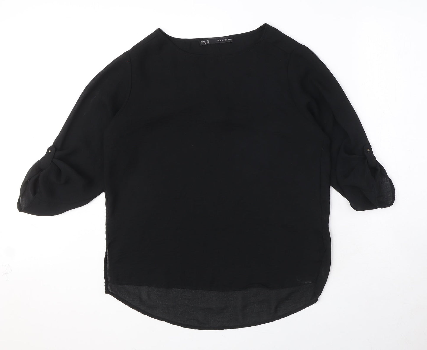 Womens UK Size M Zara Black Basic Blouse