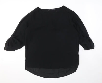 Womens UK Size M Zara Black Basic Blouse