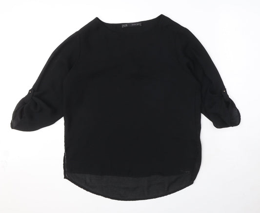 Womens UK Size M Zara Black Basic Blouse