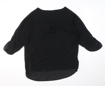 Womens UK Size M Zara Black Basic Blouse