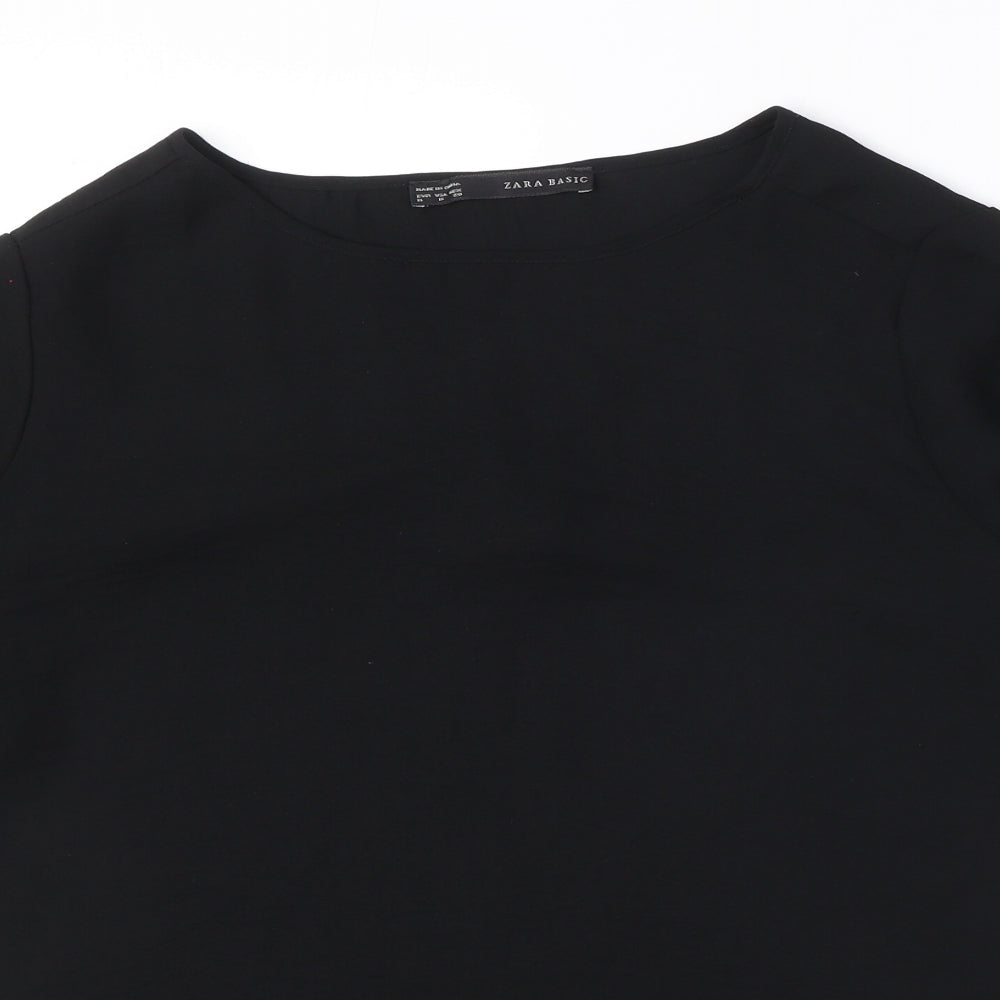 Womens UK Size M Zara Black Basic Blouse