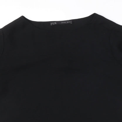 Womens UK Size M Zara Black Basic Blouse