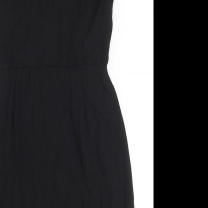 Grace & Mila Womens Black Polyester A-Line Size S Round Neck Zip - Bow Detail