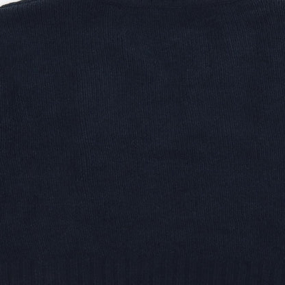 Natura Womens Blue Collared Polyester Pullover Jumper Size S