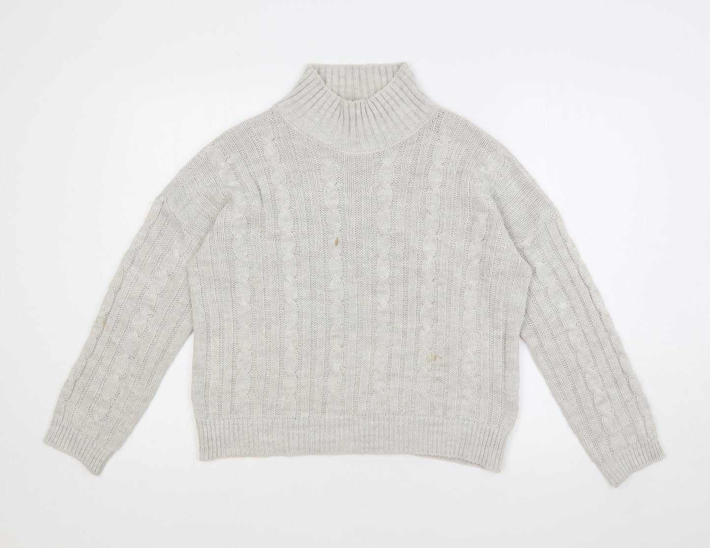 Luluna London Womens Grey Mock Neck Acrylic Pullover Jumper Size M