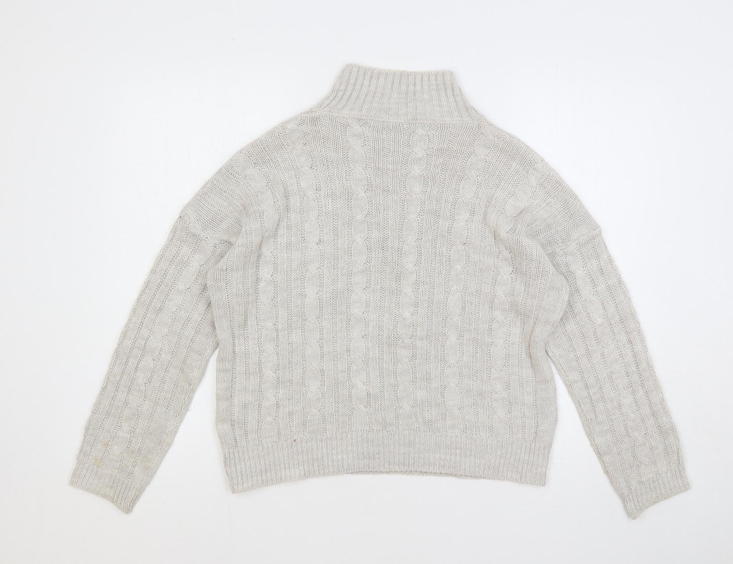 Luluna London Womens Grey Mock Neck Acrylic Pullover Jumper Size M